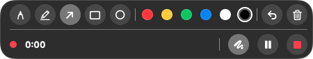 The drawing toolbar with tools, colours, undo and clear